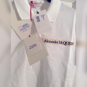 Alexander McQueen Knit logo-taping cotton polo shirt Sz L